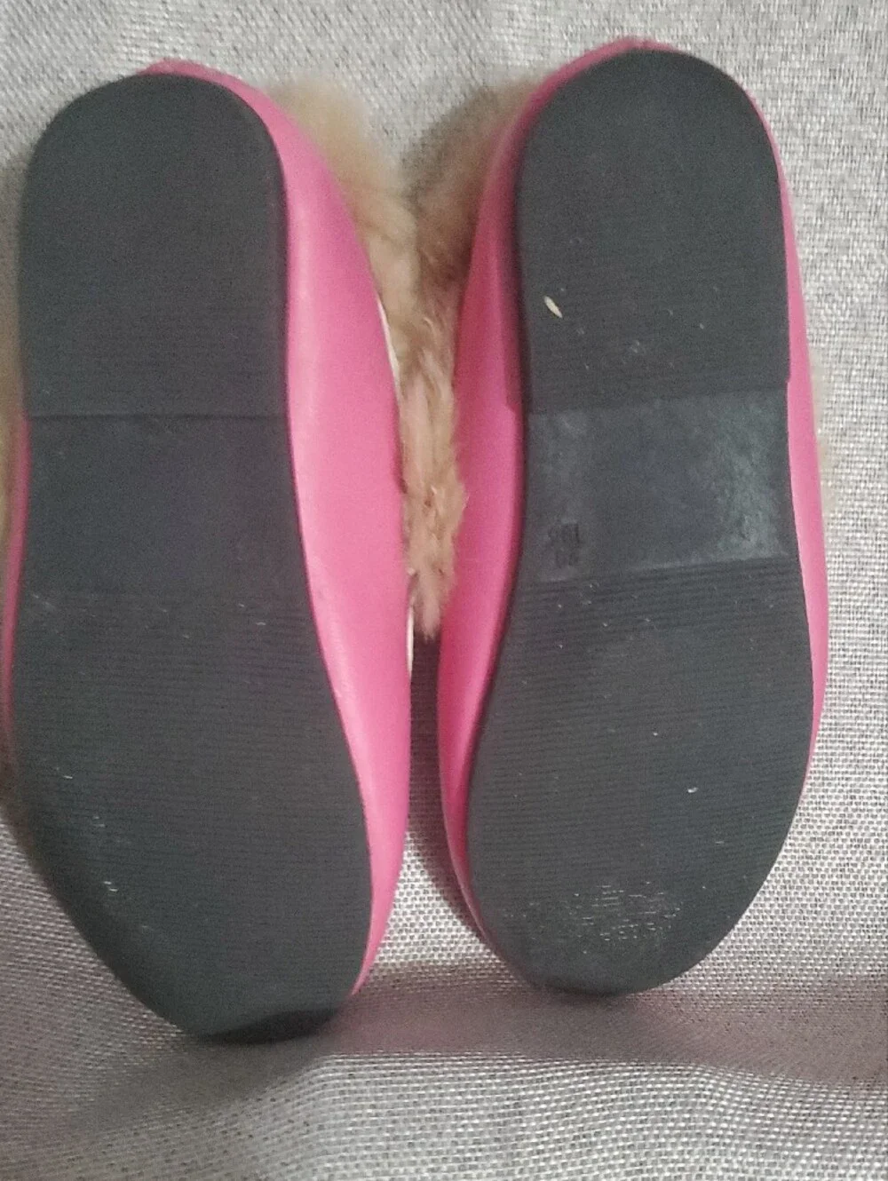 Loal+The Boys: Pink Faux-Fur Bee Embroidered Slippers